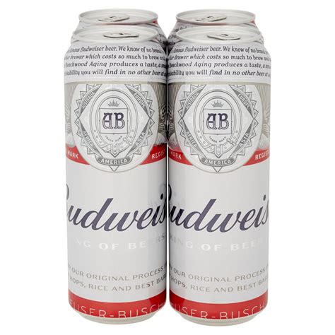Budweiser Lager Beer Cans 4 X 568ml Beer Iceland Foods