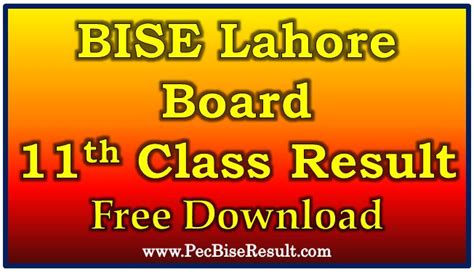 1st Year Inter Part1 Lahore Board 11 Class Result 2022 Pec Bise Result