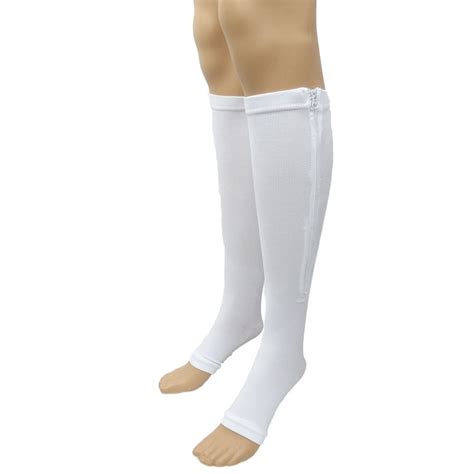 2 Zipper Pressure Compression Socks Support Stockings Leg Open Toe Knee High 20 30mmhg