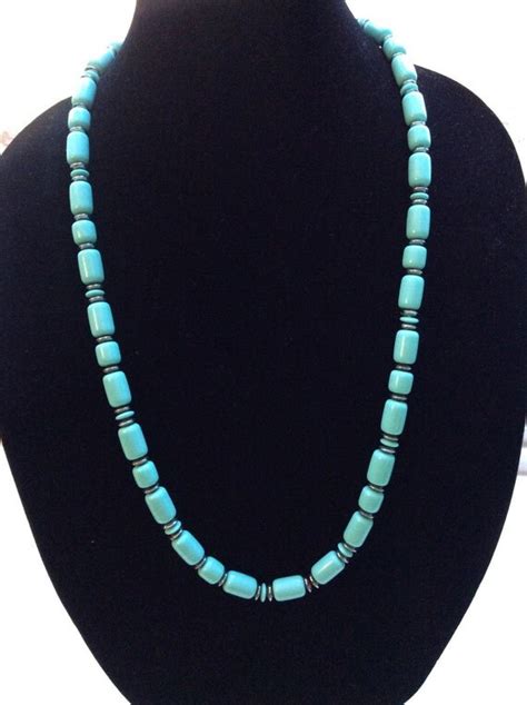 Turquoise Handmade Long Beaded Necklace One Size By Ldmtreasures