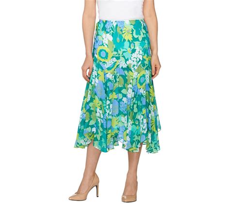 As Is Bob Mackies Fully Lined Floral Print Skirt