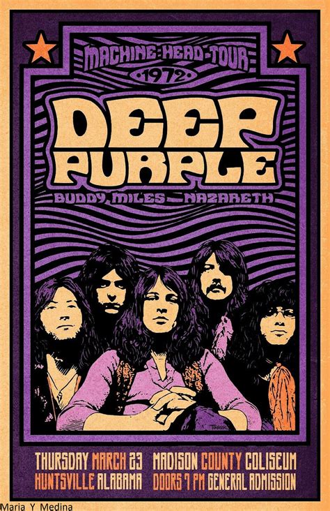 Deep Purple 1972 Concert Poster Music Poster Unframe Etsy
