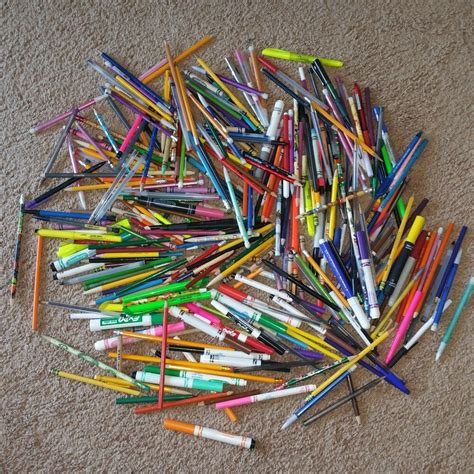 Lot Used Pens Pencils Crayons Colored Pencils Markers Highlighters