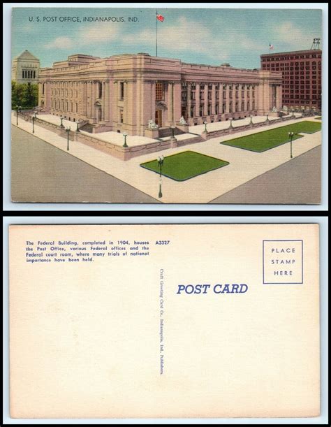 Indiana Postcard Indianapolis Post Office M42 Ebay