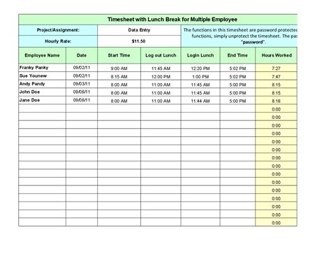 Break And Lunch Schedule Template Sample Templates