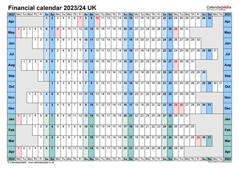 Financial Calendars 202324 Uk In Microsoft Word Format