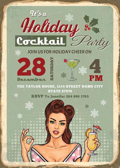 Cocktail Party Invitation Retro Christmas Party Invitations Etsy Christmas Cocktail Party