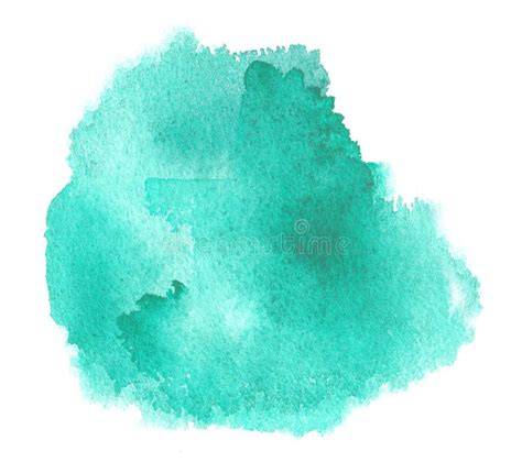 Cyan Watercolor Texture Stain With Aquarelle Splash Brush Strokes
