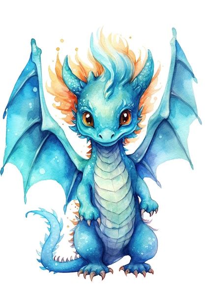 Premium Ai Image Baby Dragon Watercolor Clipart Cute Isolated On
