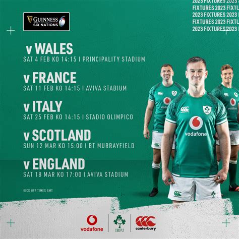 Irish Rugby Irelands 2023 Guinness Six Nations Fixtures Confirmed