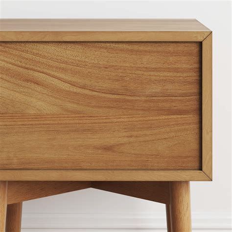 Nathan James 32704 Harper Mid Century Oak Wood Nightstand With 2