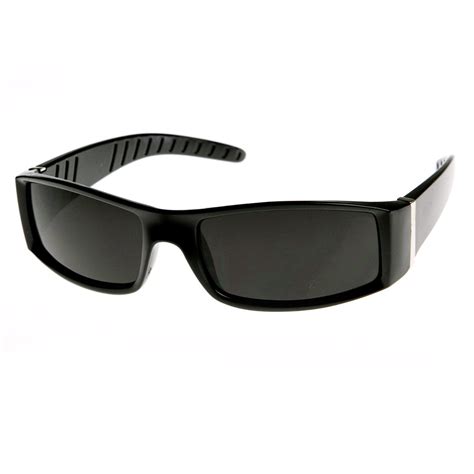High Quality Rectangular Super Dark Lens Sports Wrap Sunglasses Sunglassla