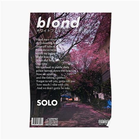 Frank Ocean Blonde Solo Poster For Sale By Pilowtek Redbubble