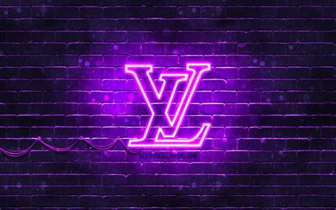 Download Wallpapers Louis Vuitton Violet Logo 4k Violet Brickwall