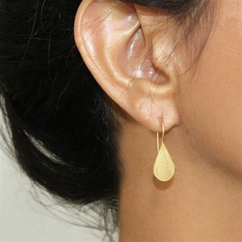 Tear Drop Gold Dangle Earrings Small Dangle Gold Drop Earrings Etsy