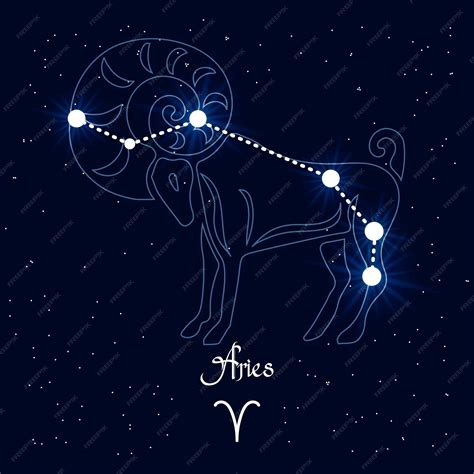 Premium Vector Aries Constellation And Zodiac Sign On The Background