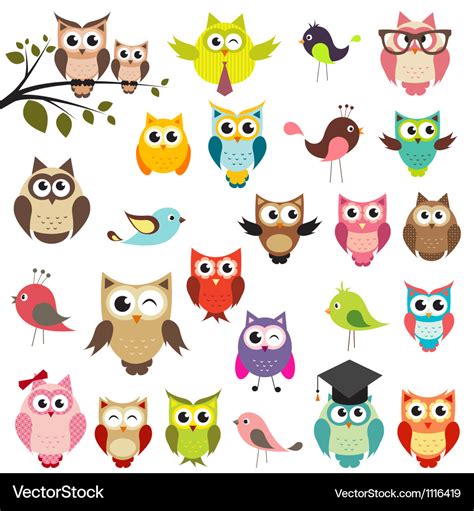 Set Of Owls Royalty Free Vector Image Vectorstock
