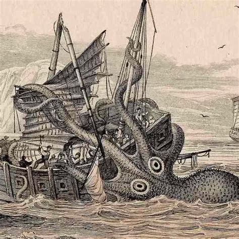 1839 Kraken Sea Monster Scene Original Rare Antique Print