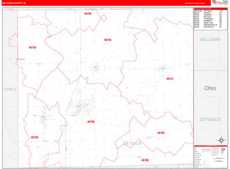 Dekalb County In Zip Code Wall Map Red Line Style By Marketmaps Mapsales