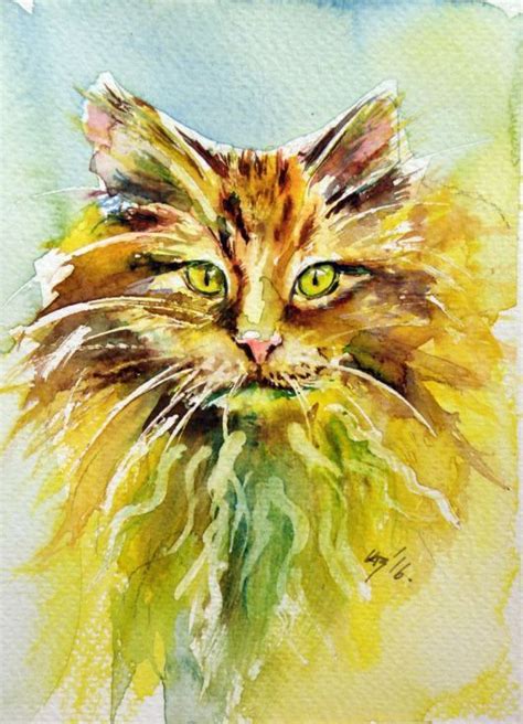 Buy Cat Watercolour By Kovács Anna Brigitta On Artfinder Discover