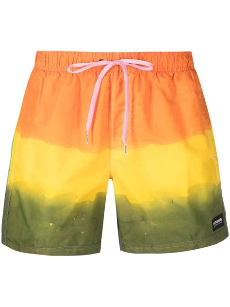 Sundek Yellow And Orange Swimming Shorts In Printed Modesens