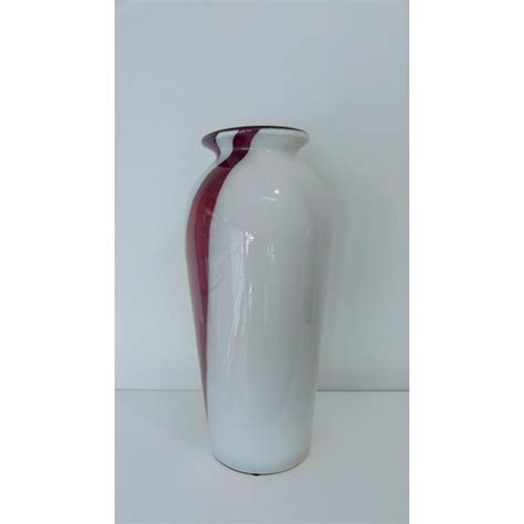 Mid Century Murano Handmade Purple And White Glass Vase Chairish