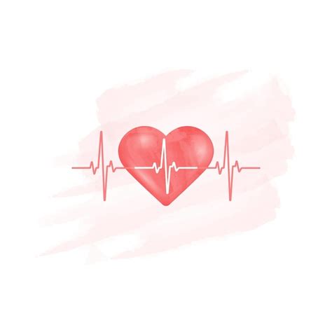 Premium Vector Heart And Pulse On A Watercolor Background Vector