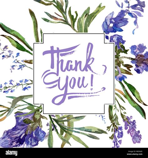 Purple Lavender Thank You Handwriting Monogram Calligraphy Floral