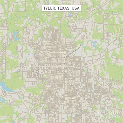 Tyler Texas Us City Street Map Digital Art By Frank Ramspott Pixels