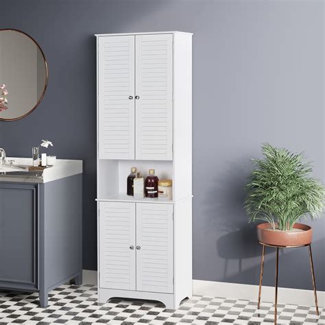 Buy Homcom Tall Bathroom Storage Cabinet Freestanding Linen Tower With