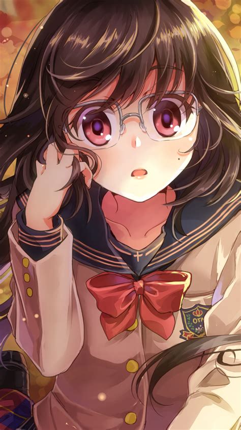 Download 750x1334 Anime Girl Glasses Meganekko School Uniform Cute