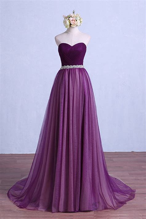 Purple Tulle Prom Dress Sweetheart Prom Dress Senior Prom Dress