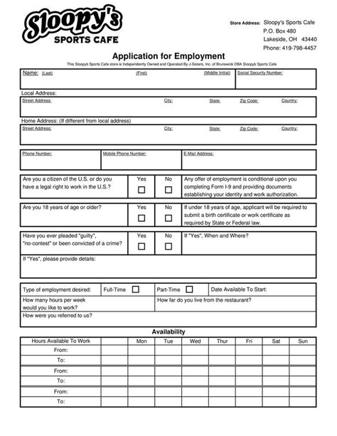Free Employment Job Application Form Templates Printable Templatelab Job Application