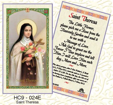 St Theresa Prayer Card Discount Catholic Store