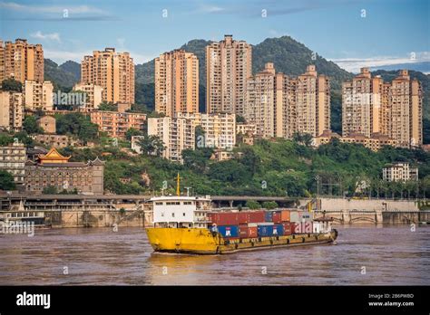 Chongqing China August 2019 Huge Cargo Ship Transporting Large