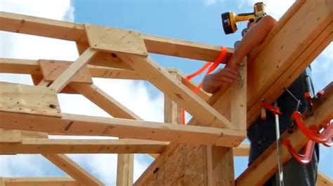 One Man Roof Truss Raising Roof Trusses Framing Construction