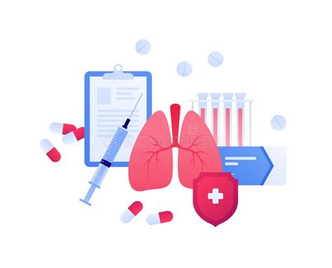 Respiratory System Disease Treatment And Research Concept Vector Flat