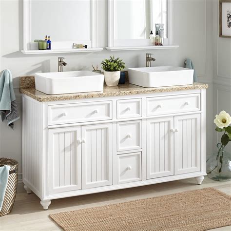 60 Cottage Retreat Double Vessel Sink Vanity Distressed