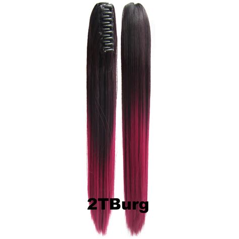 22 170g Dip Dye Ombre Ponytail Claw Pony Tail Clip In Straight Hair