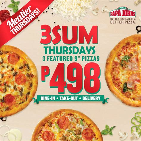 Papa Johns 3sum Thursday Promo 3 Pizzas For Php498