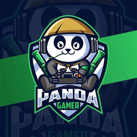 Panda Gamer Mascotte Esport Logo Vecteur Premium