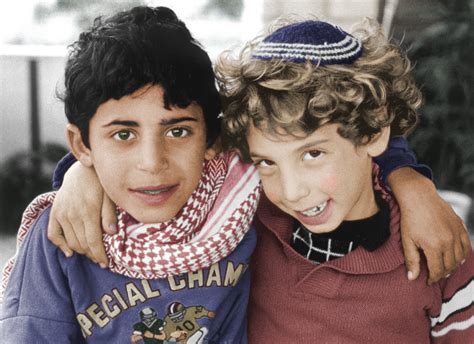 Palestinian And Israeli Boys Pose Together During The First Intifada