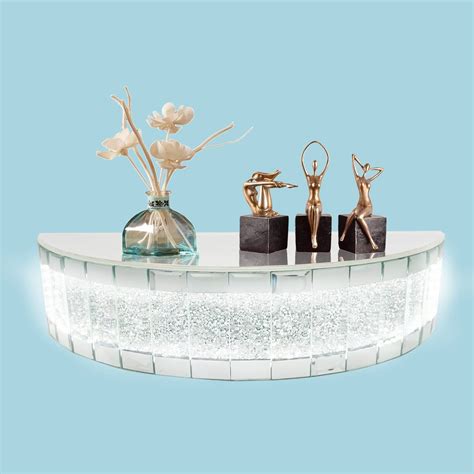 Tacidon Glowing Mirrored Floating Wall Shelf Sparkling Crystal Crush
