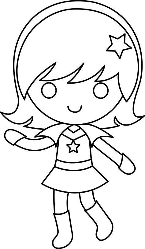 Colorable Space Cadet Girl Free Clip Art