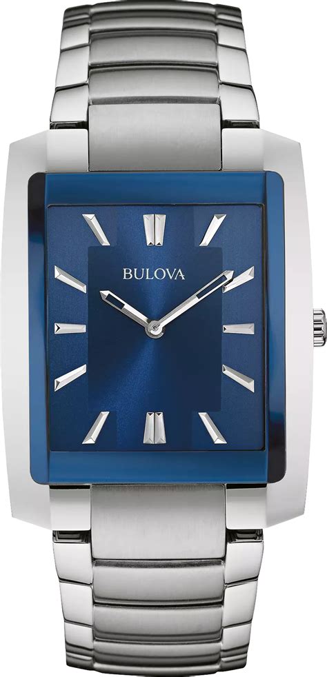 Bulova Classic Mens Square Blue Dial Classic Stainless Steel Watch