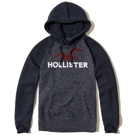 Lyst Hollister Logo Graphic Hoodie In Blue For Men
