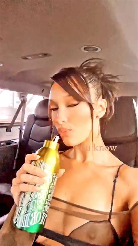 Bella Hadid Shows Off Her Tits In A Car 5 Pics  And Video