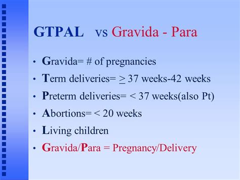 The Words Gtpal Versus Gravida Para