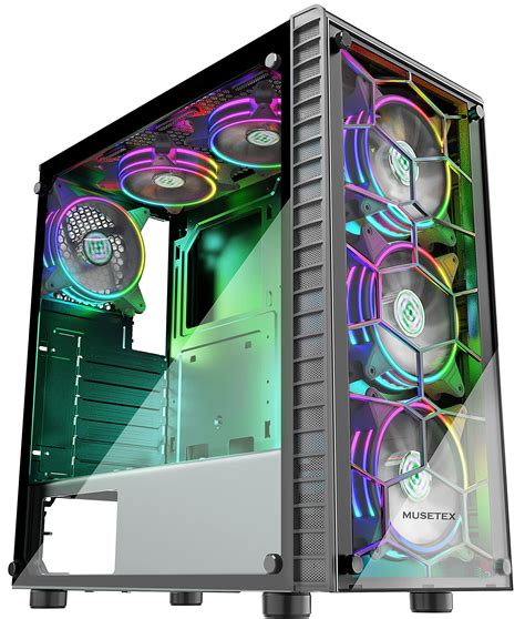 Buy Musetex Atx Pc Case Mid Tower With 6pcs 120mm Argb Fans Computer