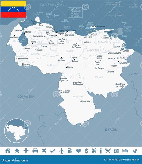 Venezuela Ejemplo Detallado Del Vector Del Mapa Y De La Bandera Stock